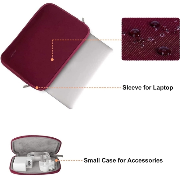 NWT laptop sleeve for 13-13.3 in laptop, and small case in wine red - Picture 3 of 7